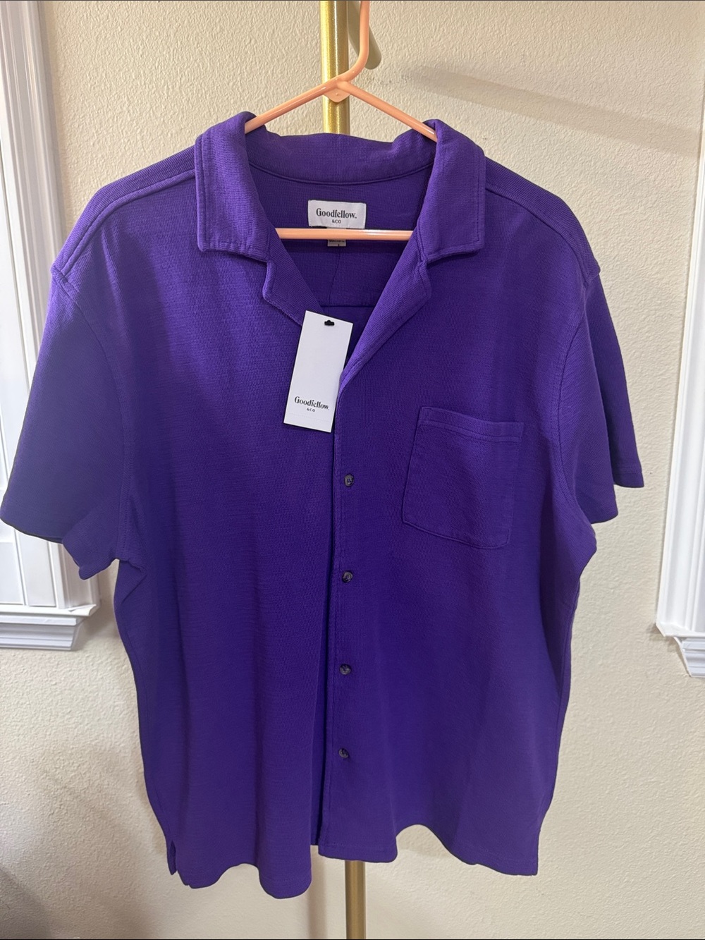 Goodfellow & Co Purple Short-Sleeve Camp Collar Button-Down Shirt